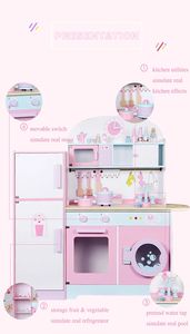 ของเล่นในห้องครัวยอดนิยม,ของเล่นบทบาทสมมติทำจากไม้ห้องครัวเพื่อการศึกษาสำหรับสวนแม่และเครื่องทำความเย็น - Product Image 6