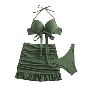 Купальный Комплект женский купальный костюм, 3 предмета, женский купальник, бикини с логотипом, комплект бикини на заказ для продажи - Product Image 5