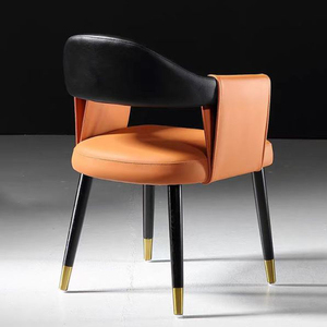 AOMISI <span class=keywords><strong>CASA</strong></span> Mobilier de salle à manger nordique Fauteuil en cuir PU <span class=keywords><strong>Noir</strong></span> Cadre en bois massif <span class=keywords><strong>Chaise</strong></span> de restaurant en cuir - Product Image 3