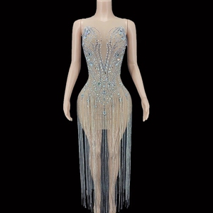 Nightclub Gogo Show <strong>Dress</strong> Crystal Applique Diamond Tassel Prom <strong>Dresses</strong> <strong>Debut</strong> Evening Gown Singer Club Party <strong>Dress</strong> - Product Image 1