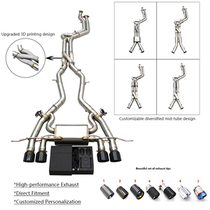 Système d'échappement Catback OBM SUS304 pour BMW M3/M4 G80/G82 M2 G87 <span class=keywords><strong>S58</strong></span> 3.0T 2021-2024, tube intermédiaire à longueur égale avec tube en Z - Product Image 1
