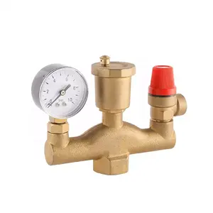 Brass air energy relief valve boiler automatic exhaust adjustable relief integrated valve pressure gauge 1 inch assembly