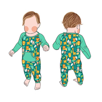 Combinaison en bambou de haute qualité personnalisée avec fermeture éclair et boutons-pression, pyjama confortable pour nouveau-nés et bébés, vente en gros