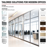Cloison modulaire incurvée en aluminium de 84 mm avec isolation acoustique efficace, verre simple et ossature en acier pour bureaux modernes et centres commerciaux