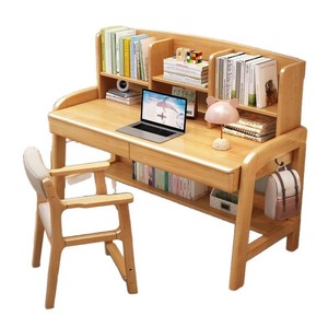 Childrens <b>Study</b> <b>Desk</b> With Bookshelf Integrated Blue White Modern Minimalist Style For Primary Secondary Students Home Bedroom - Product Image 5