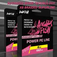 Angryfish 150YD X8 Stränge Geflochtener Draht Super Strong Pink Bunte Smooth Pull Power Angelschnur