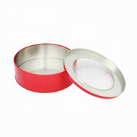 Boîte en étain ronde en métal à impression personnalisée avec couvercle de fenêtre pour emballage de bonbons au chocolat de biscuits