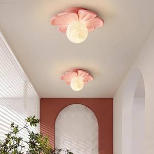 Lámpara de Techo Moderna de Metal con Forma de Flor Crema, con Control Remoto Ajustable, para Pasillo, Tamaño Pequeño, LED, Clasificación IP33 - Product Image 3