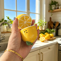 Ensemble créatif de salières et poivrières en céramique en forme de citron, compatibles lave-vaisselle, pour le petit-déjeuner et les assaisonnements domestiques