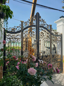 Puerta de Hierro de Estilo Francés con Recubrimiento en Polvo, con Soporte de Diseño en Línea, en Negro, Cobre, Bronce y Peltre - Product Image 6