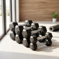 Ensemble d'haltères hexagonales en caoutchouc professionnel, poids fixes, haltères de musculation pour la musculation, l'entraînement en force, la remise en forme à domicile