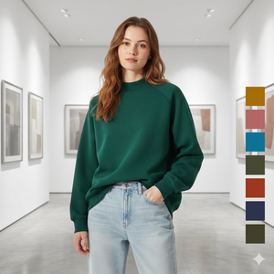 Nueva Sudadera Vintage para Mujer con Cuello Redondo, Hombros Caídos, Manga Larga, Forro Polar, Cómoda para Uso Diario, Estilo Urbano, Cuello Simulado - Product Image 3
