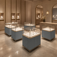 Luxuriöse Edelstahl-Schmuckvitrine mit LED-Beleuchtung Glasrückwand Umweltfreundliches Design für Anpassbare Einzelhandelspräsentation