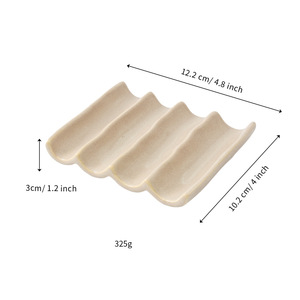 Jabonera de cerámica nórdica curvada de color blanco roto, 12,2 cm, soporte de almacenamiento para montaje en pared, para uso doméstico en el baño - Product Image 1