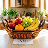 Direct van de fabriek: 3-delige handgeweven wilgenmandenset, groot, medium en klein, in elkaar te schuiven, met handvatten, voor het bewaren van fruit.