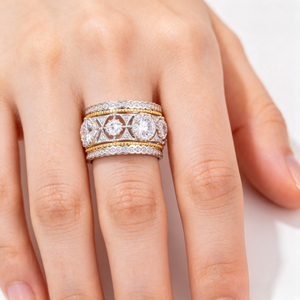 Anello bicolore da donna in stile vintage, accessorio da dito per uso quotidiano - Product Image 4
