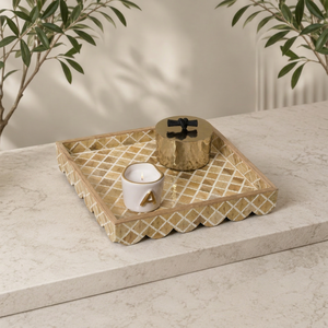 Home <b>Decorative</b> wooden inlay arabic deign tray for corporate gifting and events Customized <b>moroccan</b> pattern tray - Product Image 1