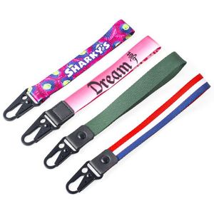 Custom logo Wrist Band Fabric Embroider Woven Short Wrist Keychain <b>Lanyard</b> for Keys - Product Image 3