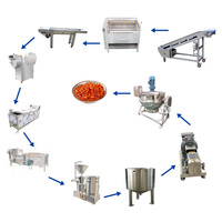 Automatische groente- en fruitverwerkingslijn voor chilipepers, 304 roestvrij staal, hoge efficiëntie, CE-gecertificeerd, 220/380V, meel