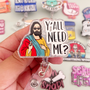 تصنيع جعل الشعار الخاص بك ملحقات ممرضة قابل للسحب الاكريليك معرف اسم حامل شارة بكرة مع مشبك التمساح - Product Image 3