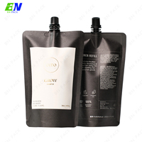 Pochette à bec verseur en papier kraft recyclable de 500 ml, sac de recharge personnalisé imprimé pour le lavage des mains et du corps, emballage liquide écologique