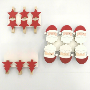 Clips décoratifs pour cadre <span class=keywords><strong>photo</strong></span> <span class=keywords><strong>de</strong></span> fête <span class=keywords><strong>de</strong></span> Noël - Motifs étoiles rouges <span class=keywords><strong>et</strong></span> sapins <span class=keywords><strong>de</strong></span> Noël, clips créatifs Père Noël, style européen Schima - Product Image 2