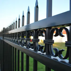 Super September Special Price hot sell wholesale wrought picket top garden steel tubular fence 6 ft tall adjustable steel fence