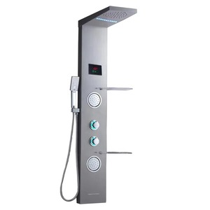 Colonne de douche murale en acier inoxydable avec jets de massage et cascade pour salle de bain - Product Image 1