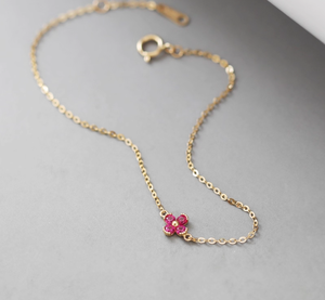 <span class=keywords><strong>Pulsera</strong></span> de <span class=keywords><strong>oro</strong></span> puro de 14 quilates para mujer, Simple a la moda para el uso diario, <span class=keywords><strong>pulsera</strong></span> de <span class=keywords><strong>oro</strong></span> con flor verde, <span class=keywords><strong>pulsera</strong></span> de <span class=keywords><strong>oro</strong></span> puro de trébol - Product Image 2