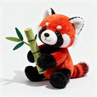 Pesta katun PP katun Panda mewah merah bordir lucu awet lembut 15cm