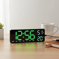 Réveil numérique électronique moderne avec fonction snooze, affichage des calendriers, de la température et de l'humidité, horloge de bureau avec heure d'été, veilleuse de chevet