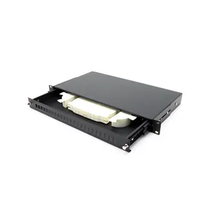 Sliding type factory support 1U 2U 24 48 port SC LC FC SM MM black white color metal ODF fiber patch panel