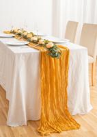 Chemin de Table en Gaze de Coton de 90x180 cm, Chemin de Table Bohème Vintage pour Mariage