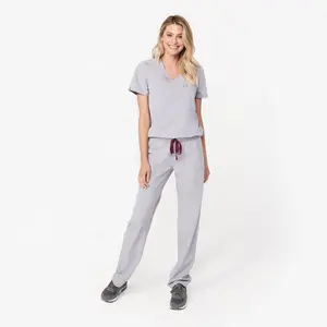 Fashion Style Medical Scrubs Unisex Solid Color Hospital Nurse Uniform in Quick Delivery