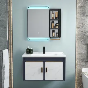 High Quality White Bathroom Cabinet Aluminum Stainless Steel Bathroom Cabinet Vanity Bathroom Cabinet With Mirror