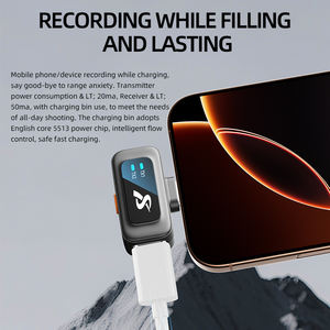 Mini microphone cravate sans fil avec suppression du bruit, kit de vlog à double micro pour les vloggers solo, <span class=keywords><strong>enregistrement</strong></span> et diffusion en direct mobile - Product Image 6