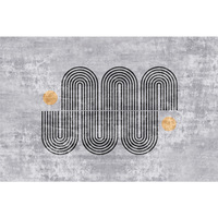 Tapis de salon moderne minimaliste Idan 200x300cm, motif rayé gris, lavable, en fibre de polyester, tapis de sol pour chambre à coucher