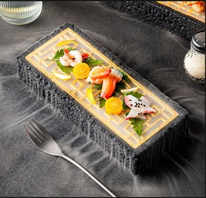 Plato de Sushi de superficie de meteorito creativo hielo seco salmón pescado Sashimi cuenco para servir fiesta mostrar plato Club restaurante juegos de vajilla - Product Image 2