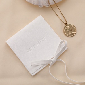 PUPPYSEW <b>White</b> Microfiber Bag Velvet Pouch with Personalized Logo Jewelry Packaging Pouch With Flip Lid Bracelet Pouch - Product Image 2