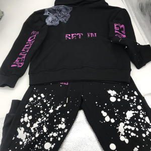 Survêtement en éponge française lourd All-Over Logo de transfert de chaleur col à capuche hommes grande taille sweats à capuche tissu tricoté Logo avant - Product Image 4