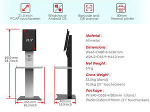 21.5 "Self-service sistema di chiamata chiosco metodo di pagamento carta di credito Scanner ristorante Self ording chiosco - Product Image 5