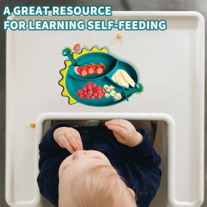 Cuillères et fourchettes en acier inoxydable de 3 pièces avec plaques d'aspiration en forme de <span class=keywords><strong>dinosaure</strong></span>, ensemble d'alimentatio - Product Image 6