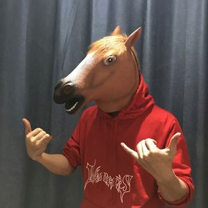 Máscara de Látex de Caballo Marrón <span class=keywords><strong>para</strong></span> Hombres y Mujeres, Divertida Máscara de Cabeza de Caballo <span class=keywords><strong>para</strong></span> <span class=keywords><strong>Halloween</strong></span>, Cosplay, Fiesta de Disfraces, Máscaras de Animales - Product Image 2