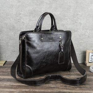 Tas kustom Laptop 14.2 inci pria, tas tangan kapasitas besar gaya Retro dengan nama Tag telepon untuk perjalanan - Product Image 1