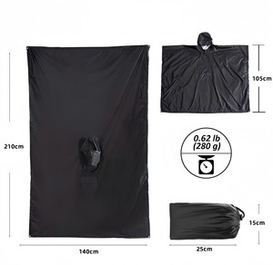 पी कोटिंग <span class=keywords><strong>3</strong></span> में 1 हिकिंग वर्षा कोट 210 टी टैफेटा लुगनीय लौक हल्के जलरोधी हूडेड पोंचो शिकार शिविर टेंट टार्प - Product Image 3