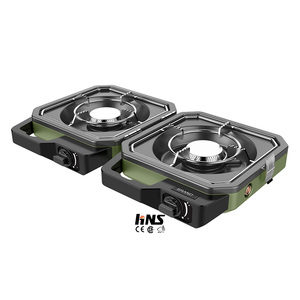 Réchaud de camping portable pliable à 2 brûleurs au propane personnalisé avec grilles de cuisson complètes - Product Image 2