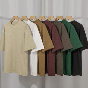 Camiseta extragrande de cuello redondo Tela de algodón flameado transpirable Premium - Product Image 2