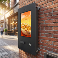 Kiosque tactile extérieur en libre-service compatible SDK, mural, pour la commande et le paiement avec lecteur de codes-barres en option