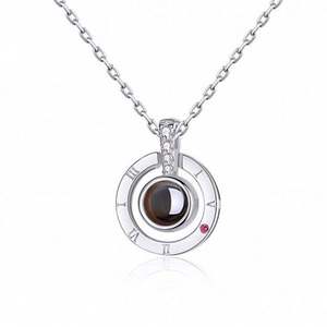 Eunavipao — collier avec pendentif rond, plaqué or 14K, bijou avec petits points, chaîne en or pour femme - Product Image 1