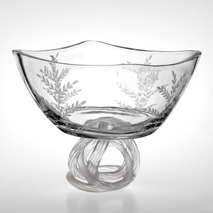 Juego de Tazones de Vidrio Tallado Ecológico Crystal Coast con Base de Nudo y Diseño Floral Grabado para Fiestas en Casa y Bodas - Product Image 1